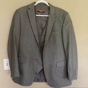 Bertolini Mens 2 Piece Suit Gray Silk Wool Blend Sport Coat & Vest Size 40 Gray